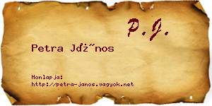 Petra János névjegykártya